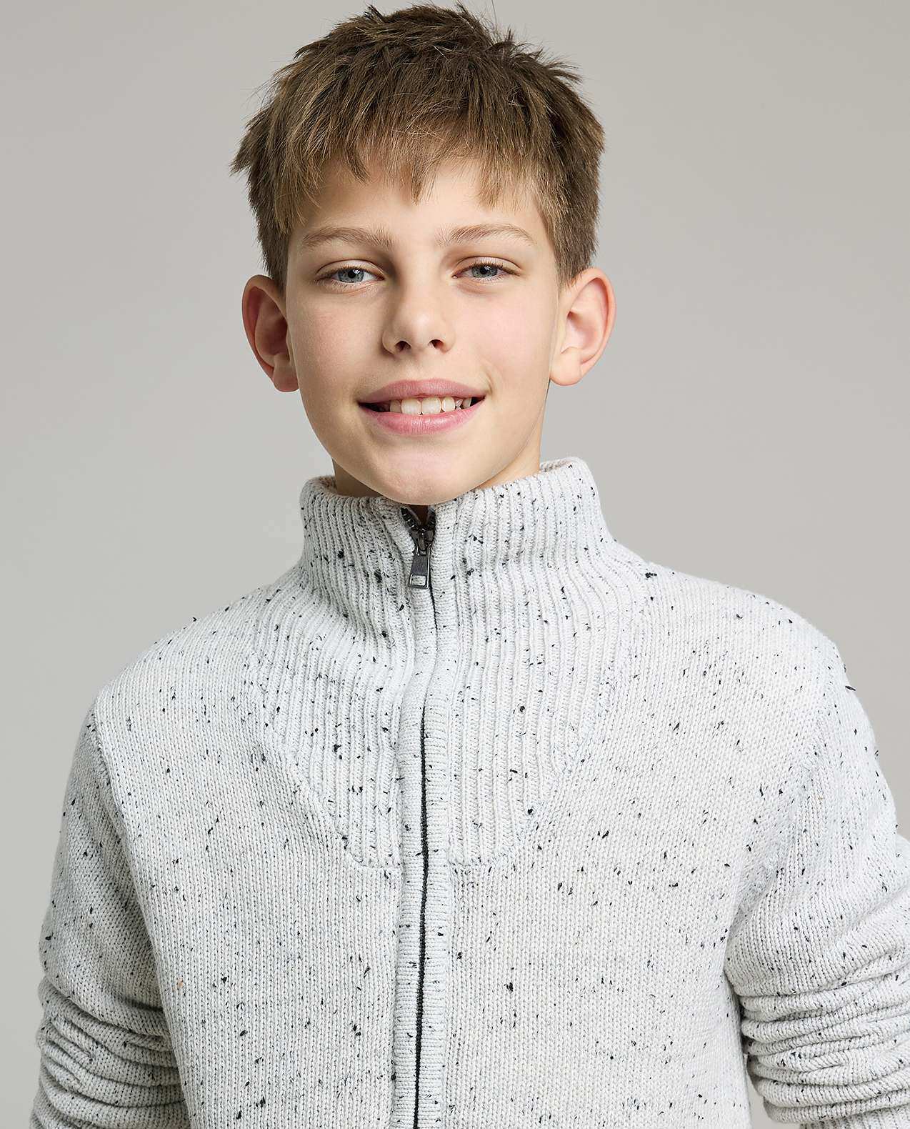 Textured Cardigan with Zippered Closure