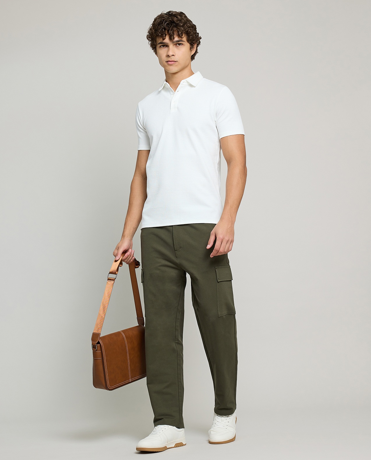 Solid Cargo Pants with Drawstring Waist