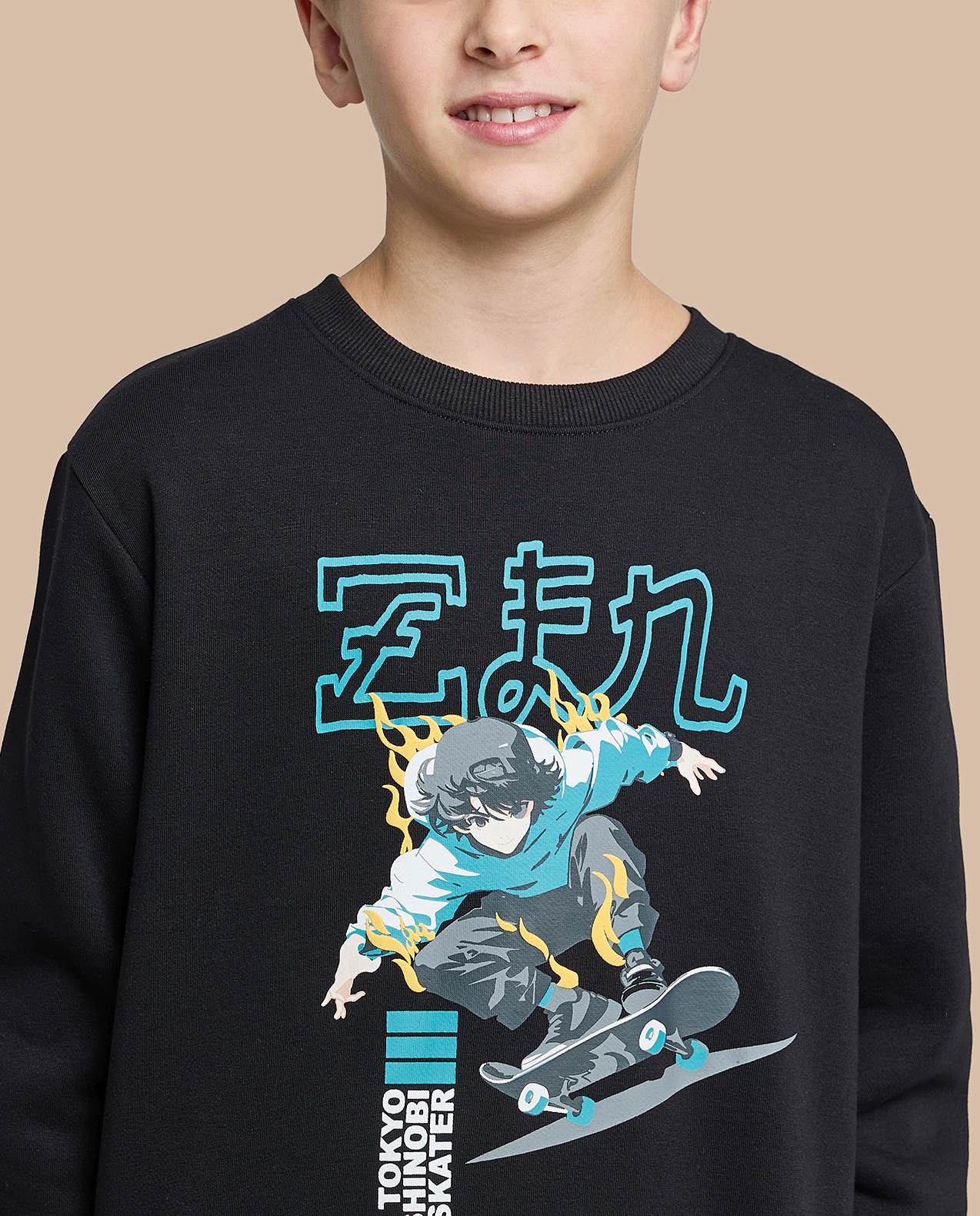 Printed Sweatshirt with Crew Neck and Long Sleeves