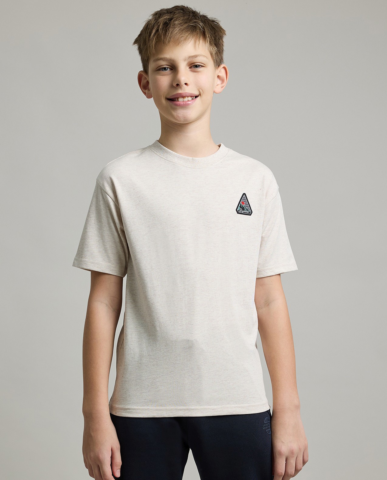 Badge Detail T-Shirt with Crew Neck and Short Sleeves