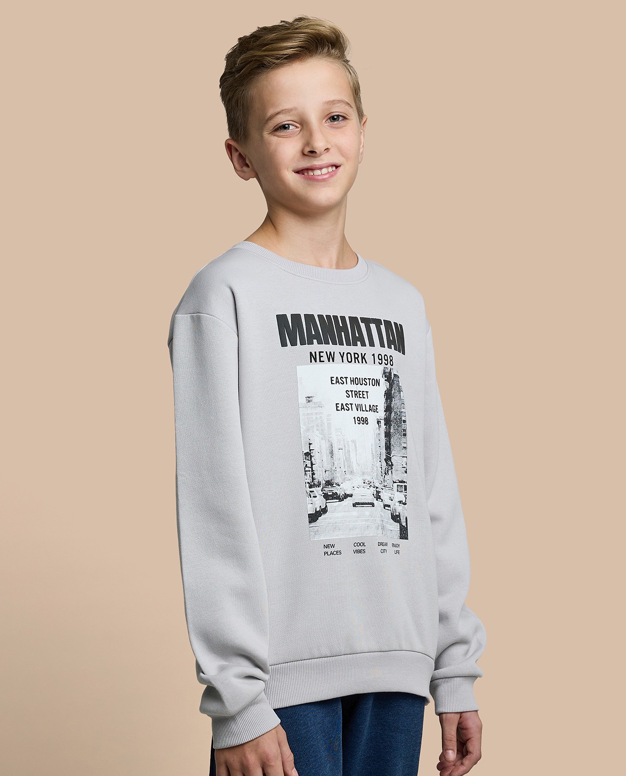 Printed Sweatshirt with Crew Neck and Long Sleeves