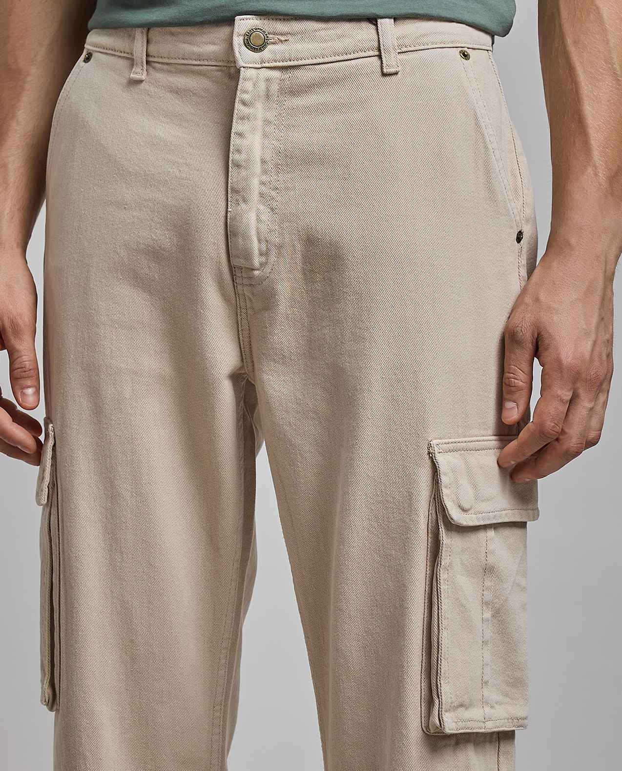 Faded Tapered Fit Jeans with Button Closure