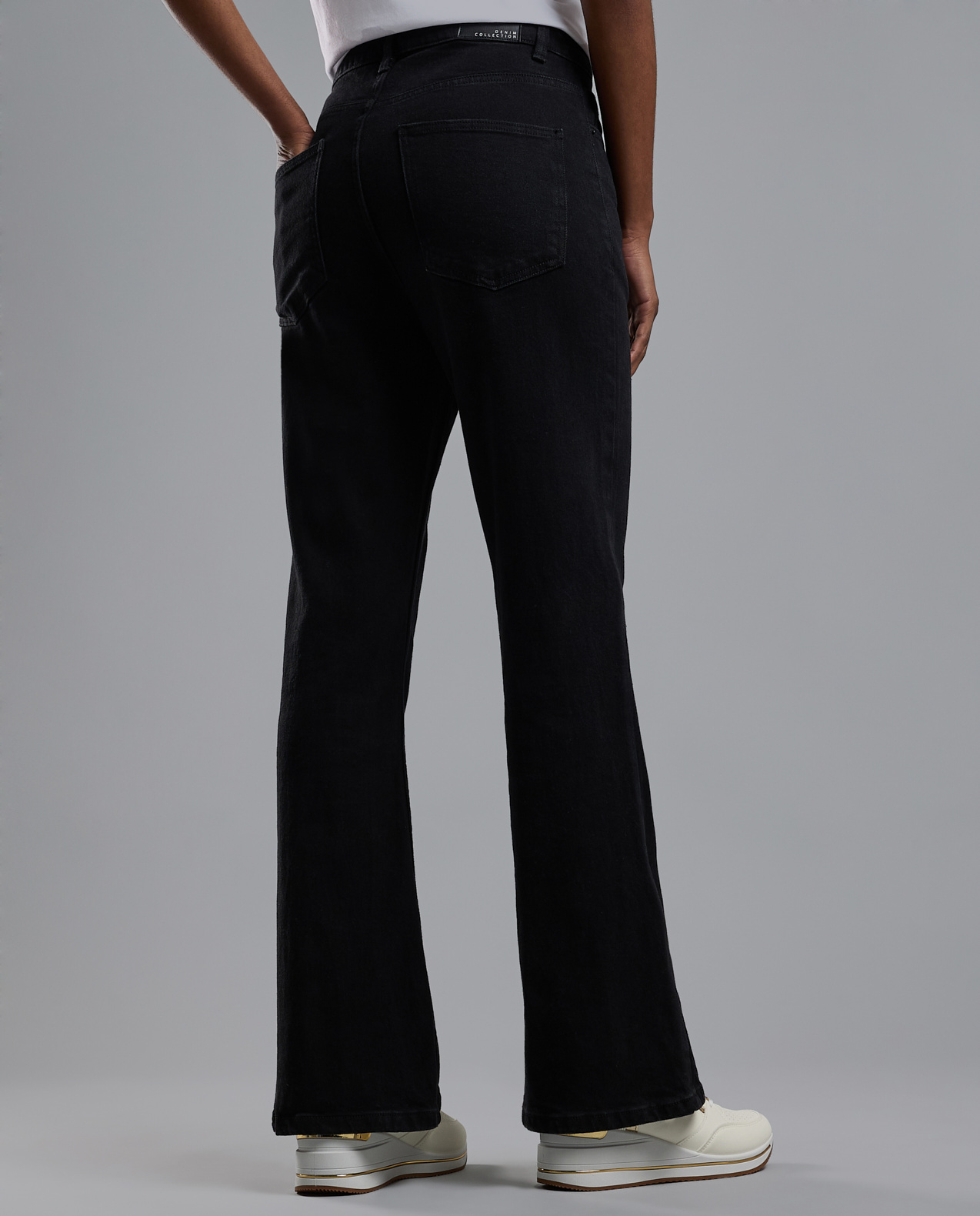 Washed Flared Jeans with Button Closure