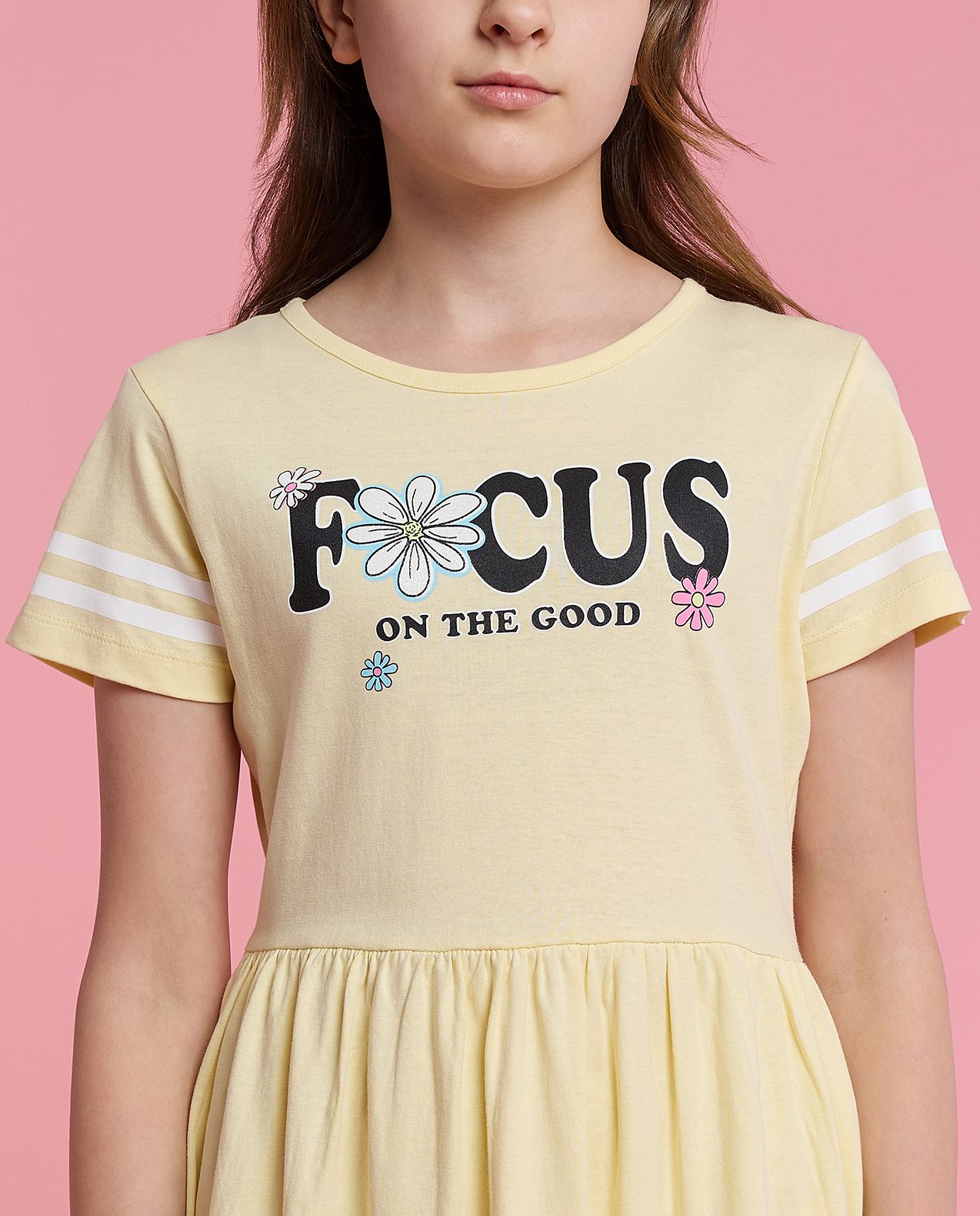 Printed Fit & Flare Dress with Crew Neck and Short Sleeves