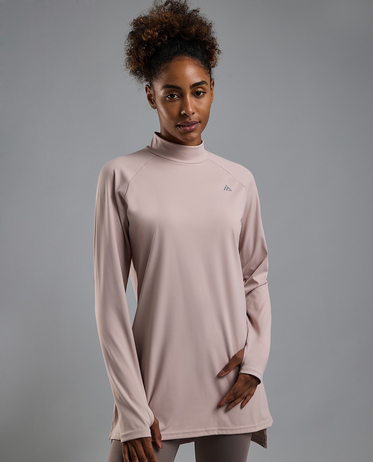 Typography Print Active Top with Crew Neck and Long Sleeves