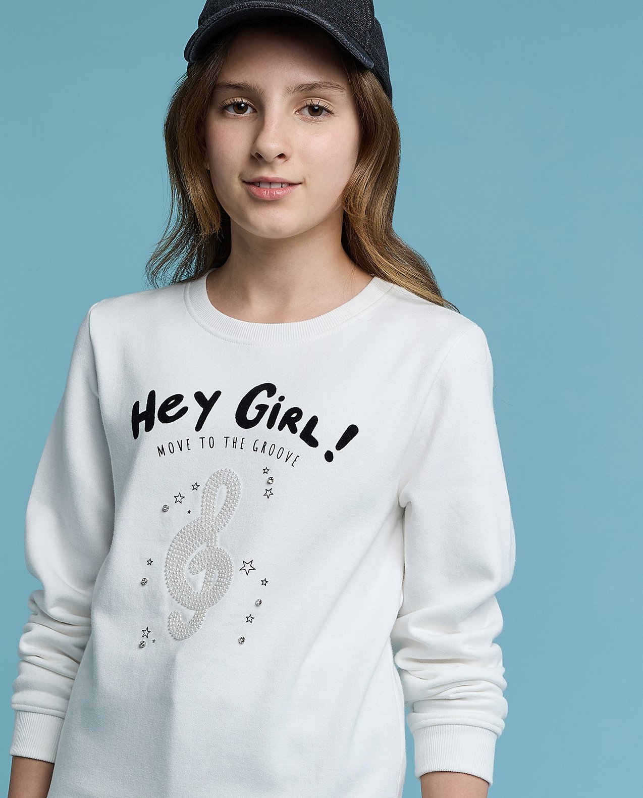 Typography Print Sweatshirt with Crew Neck and Long Sleeves