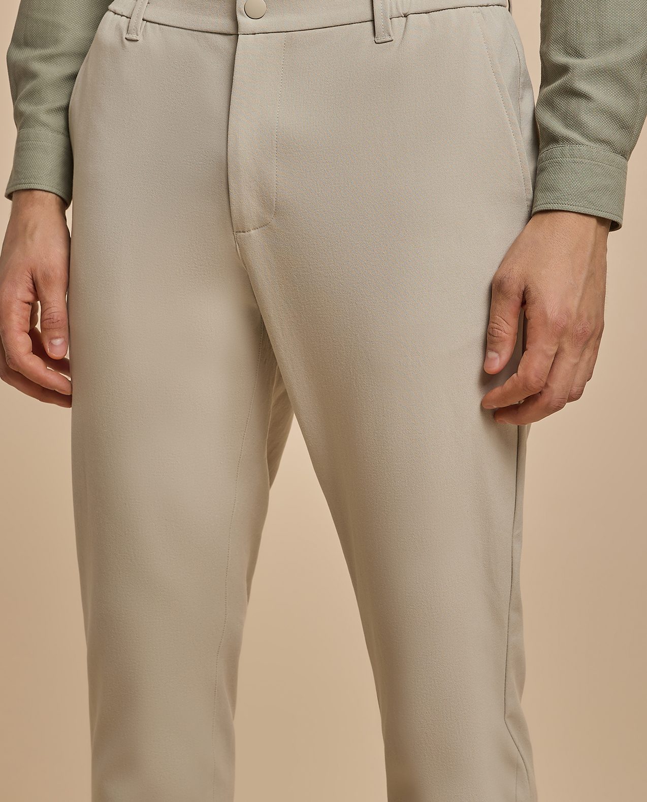 Solid Relaxed Fit Pants with Button Closure